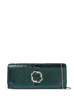 Malone Souliers Viven crocodile-embossed clutch - Green