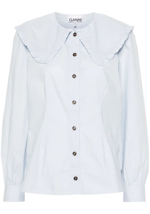 GANNI puritan-collar cotton shirt - Blue