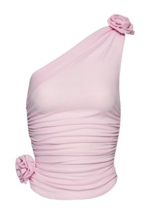 Magda Butrym rose-embellished one-shoulder top - Pink