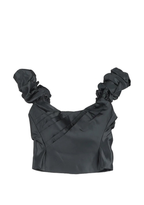 LoveShackFancy pleated cropped top - Black