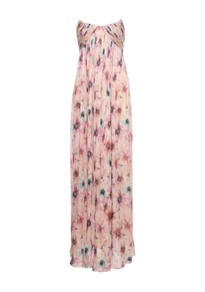 V:PM ATELIER Veronica plissé floral-print maxi dress - Pink