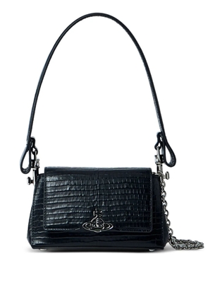 Vivienne Westwood small Hazel croc-embossed flap shoulder bag - Black