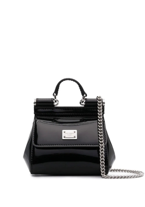 Dolce & Gabbana logo-plaque leather mini bag - Black