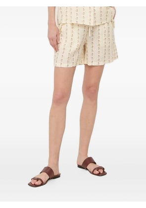 Notes du Nord floral-print ruffled shorts - Neutrals