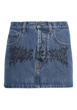 VETEMENTS embroidered denim mini skirt - Blue