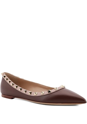 Valentino Garavani rockstud-embellished ballet flats - Brown