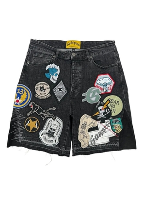 GODSPEED patchwork denim shorts - Black