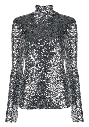 Patrizia Pepe sequin-embellished high-neck T-shirt - Silver