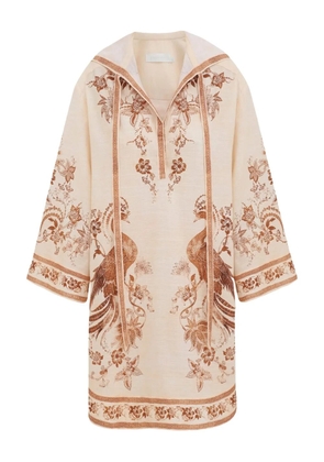 ZIMMERMANN embroidered hooded dress - Neutrals