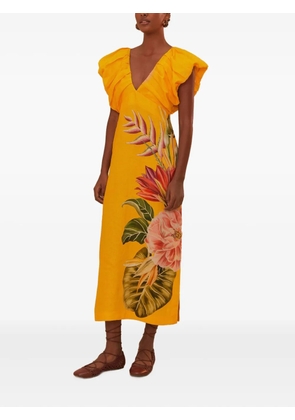 FARM Rio floral-print midi dress - Orange