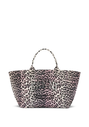 GANNI leopard-print tote bag - Black