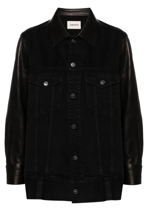 KHAITE Grizzo leather-panels denim jacket - Black