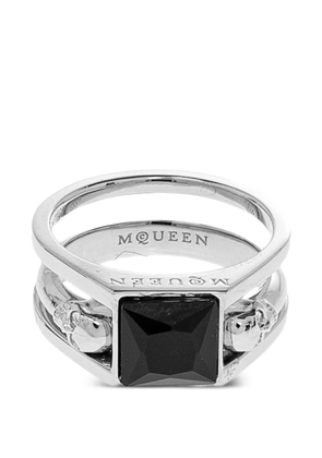 Alexander McQueen Twin Skull square ring - Silver