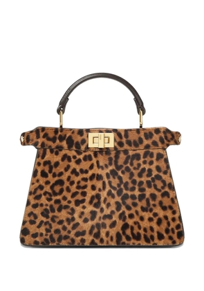 FENDI petite Peekaboo ISeeU leopard-print tote bag - Brown