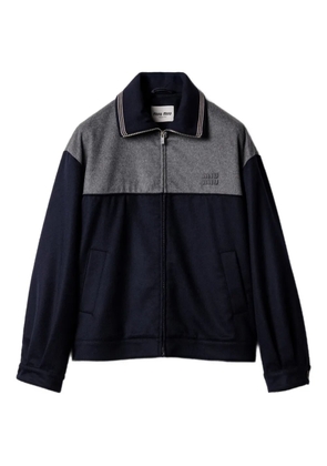 Miu Miu embroidered-logo zipped sweatshirt - Blue