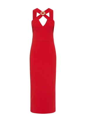 Rebecca Vallance Cameron cross-neck midi dress - Red