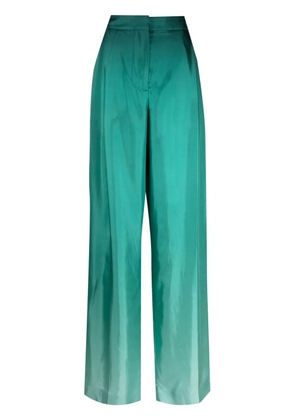 Oscar de la Renta ombré-effect silk palazzo trousers - Green
