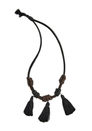 Johanna Ortiz leather-knotted tassel necklace - Black