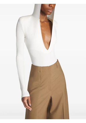Mugler hooded plunge-neck bodysuit - White
