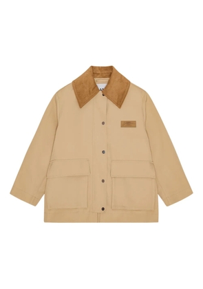 GANNI corduroy-collar utility jacket - Neutrals