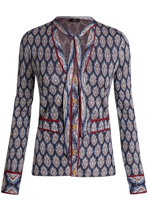 ETRO bow-detail jacquard cardigan - Blue