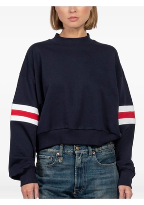 FREEDÉR mock-neck stripe-sleeve sweater - Blue