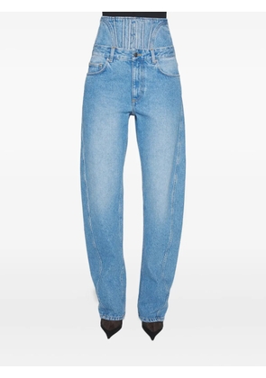 Mugler corset-detail curved jeans - Blue