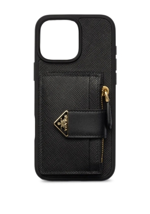 Prada Saffiano leather iPhone 16 Pro Max case - Black