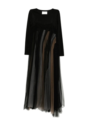 Quetsche layered long-sleeved dress - Black