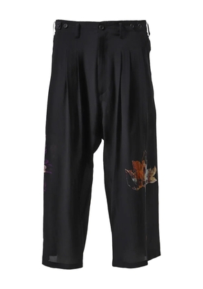 Yohji Yamamoto silk wide-leg trousers - Black