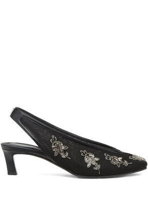 FENDI 46mm embellished slingback heeled pumps - Black