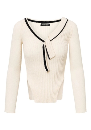 Elena Velez Varsity knitted top - Neutrals