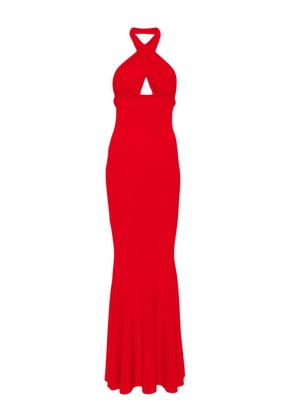 Norma Kamali cross halterneck gown - Red