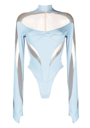 Mugler panelled sheer bodysuit - Blue