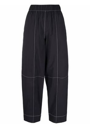 GANNI contrast-stitching straight trousers - Black
