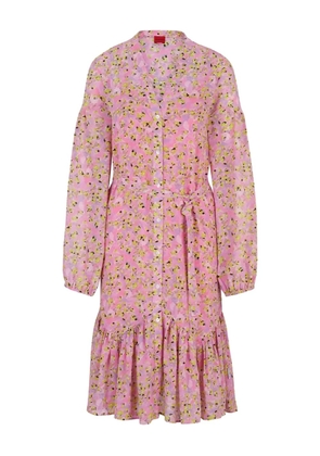 BOSS floral-print belted midi dress - Pink
