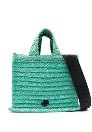 Patou small JP raffia tote bag - Green