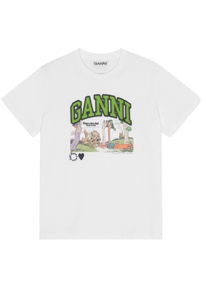 GANNI printed T-shirt - White
