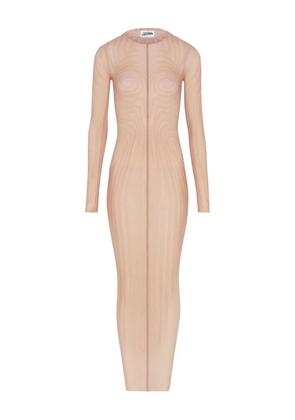 Jean Paul Gaultier spiral-print mesh maxi dress - Neutrals