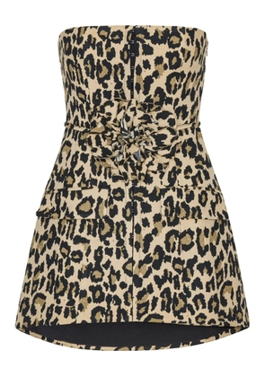 ROTATE BIRGER CHRISTENSEN leopard-print rosette mini dress - Brown