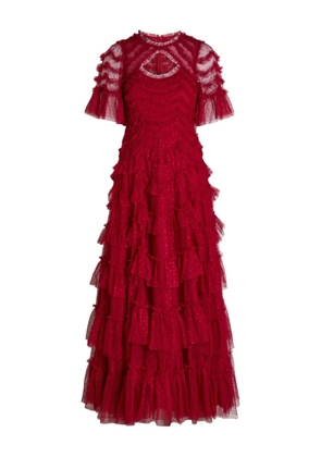 Needle & Thread Aviana ruffled maxi dress - Red