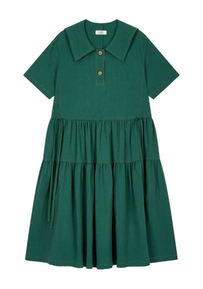 TOMBOY tiered button-up shirt dress - Green