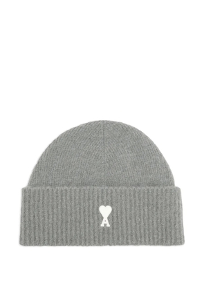 AMI Paris striped Ami De Coeur beanie - Grey