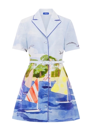 Leo Lin Brigitte nautical-print belted mini dress - Blue