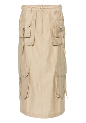 Acne Studios embroidered-logo cargo skirt - Neutrals