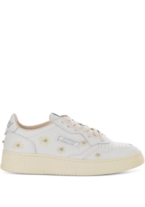 Autry embroidered flower trainers - White
