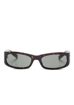 Saint Laurent Eyewear logo-plaque rectangle-frame sunglasses - Brown