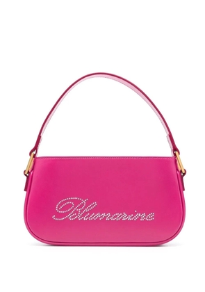 Blumarine rhinestone-logo leather bag - Pink