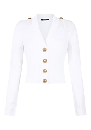 Balmain ribbed button cardigan - White