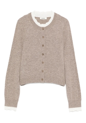 SANDRO lace-trimmed cardigan - Neutrals